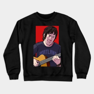 Elliott Smith Playing Acoustic Guitar Crewneck Sweatshirt